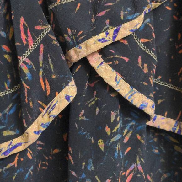 IRO Womens Jicka A Line Dress Black Abstract Mini V Neck Cap Sleeve 100% Silk 36 - Picture 3 of 9